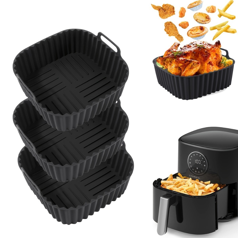 Kitchen Gadgets Air Fryer - بطانات سيليكون مربعة قابلة لإعادة الاستخدام