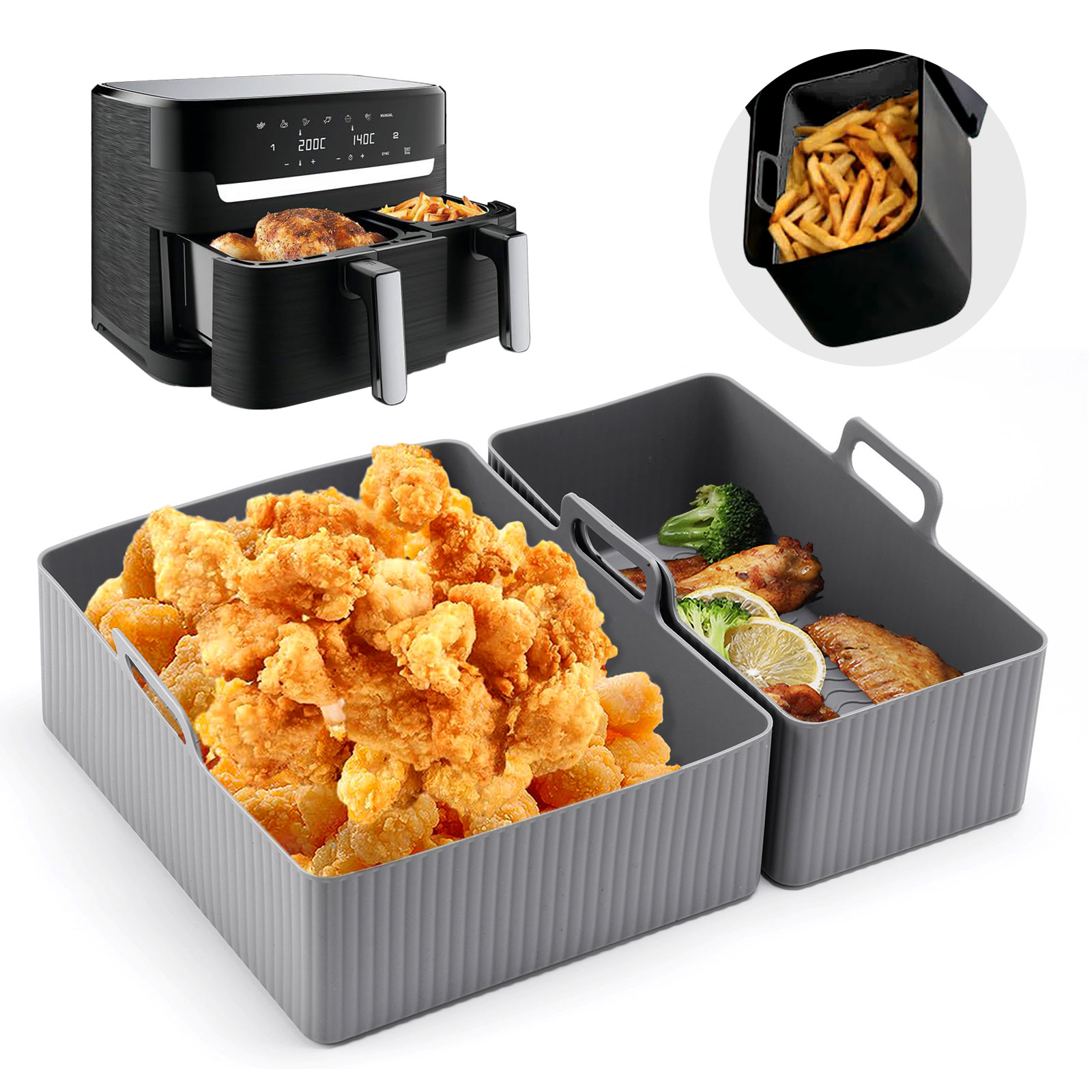 Kitchen Gadgets Air Fryer - 2 قطعة مجموعة سيليكون الهواء المقلاة