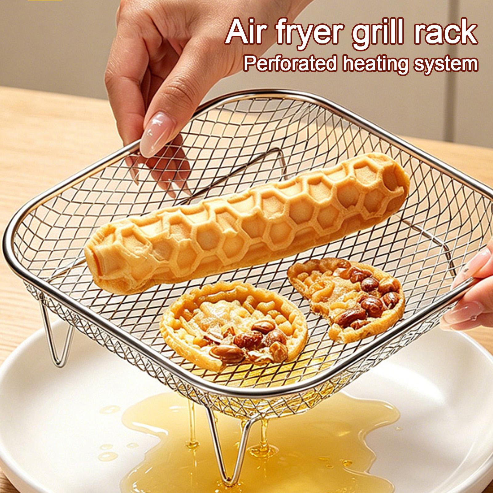 Kitchen Gadgets Air Fryer - رف قلاية هوائية من الستانلس ستيل،