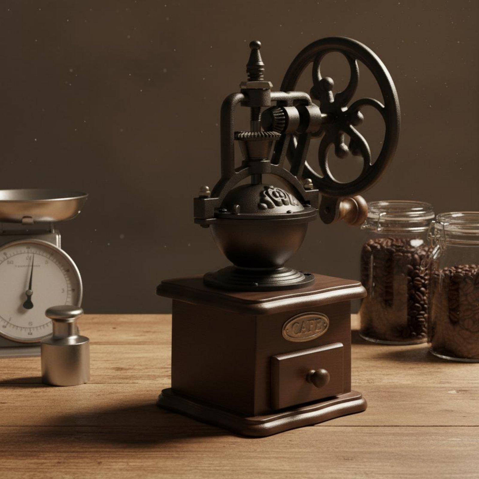مطحنة قهوة يدوية بعجلة للترفيه - مراجعة Kitchen Gadgets Vintage وسعره